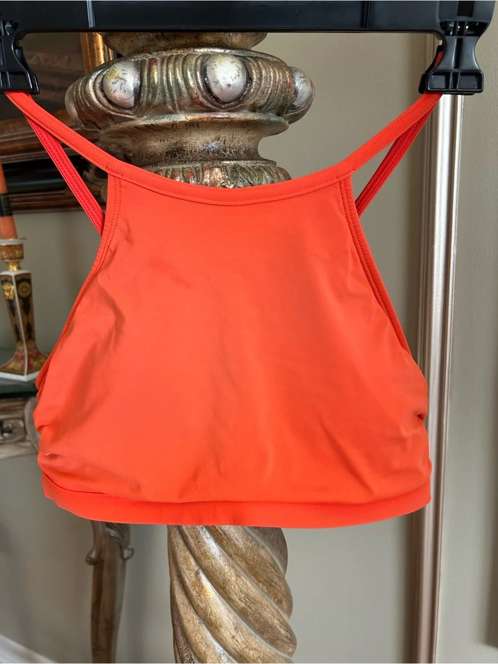 Athleta Macrame High Neck Bikini Top Coral Orange Strappy Swim Small